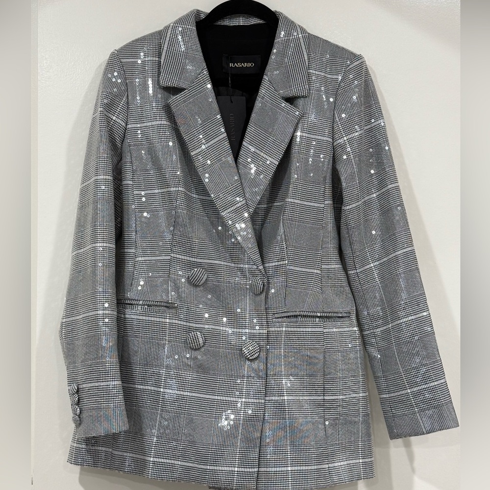 NWT Rasario Sequin Double Breasted Blazer